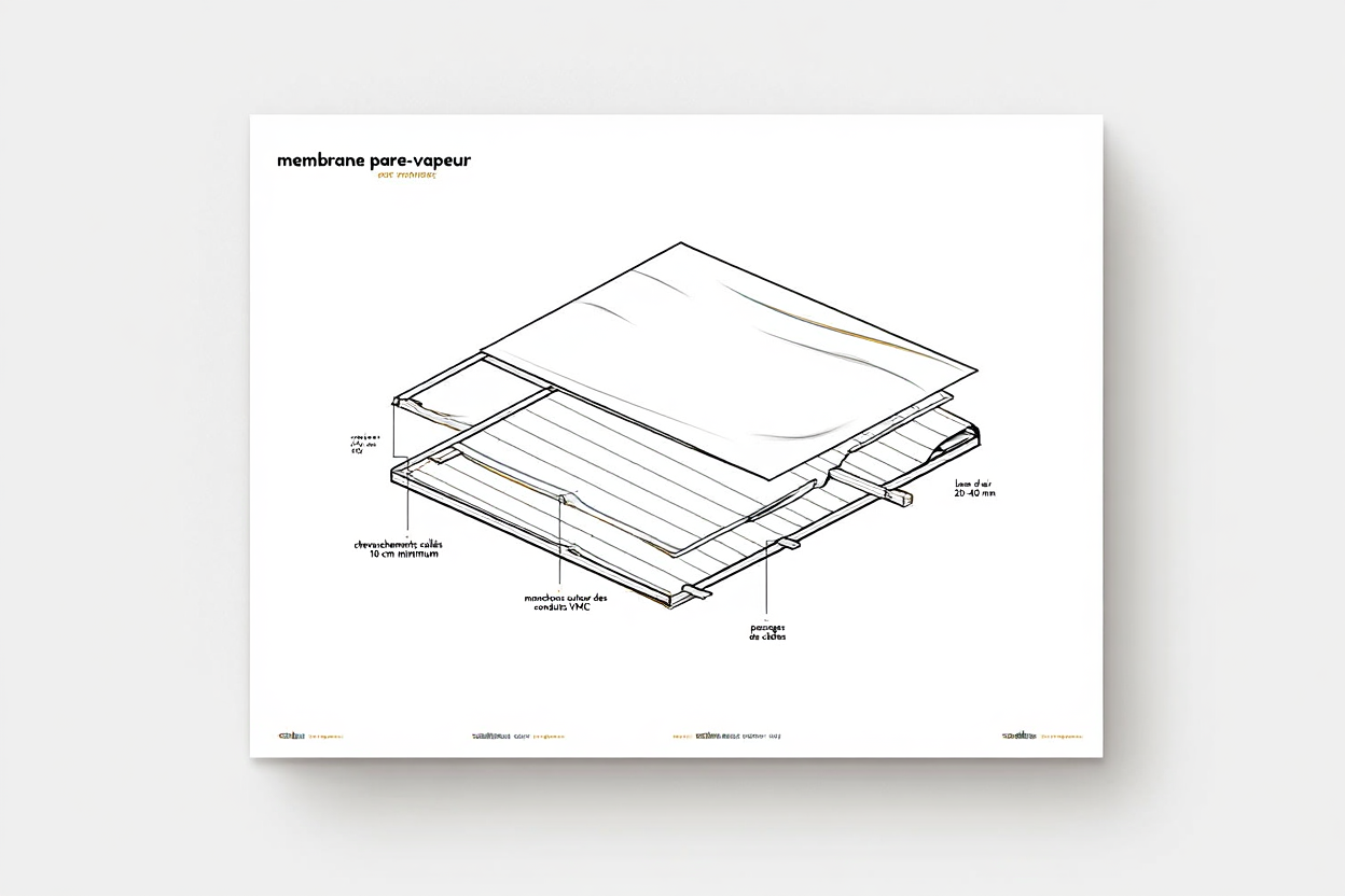 Schéma de pose du pare-vapeur