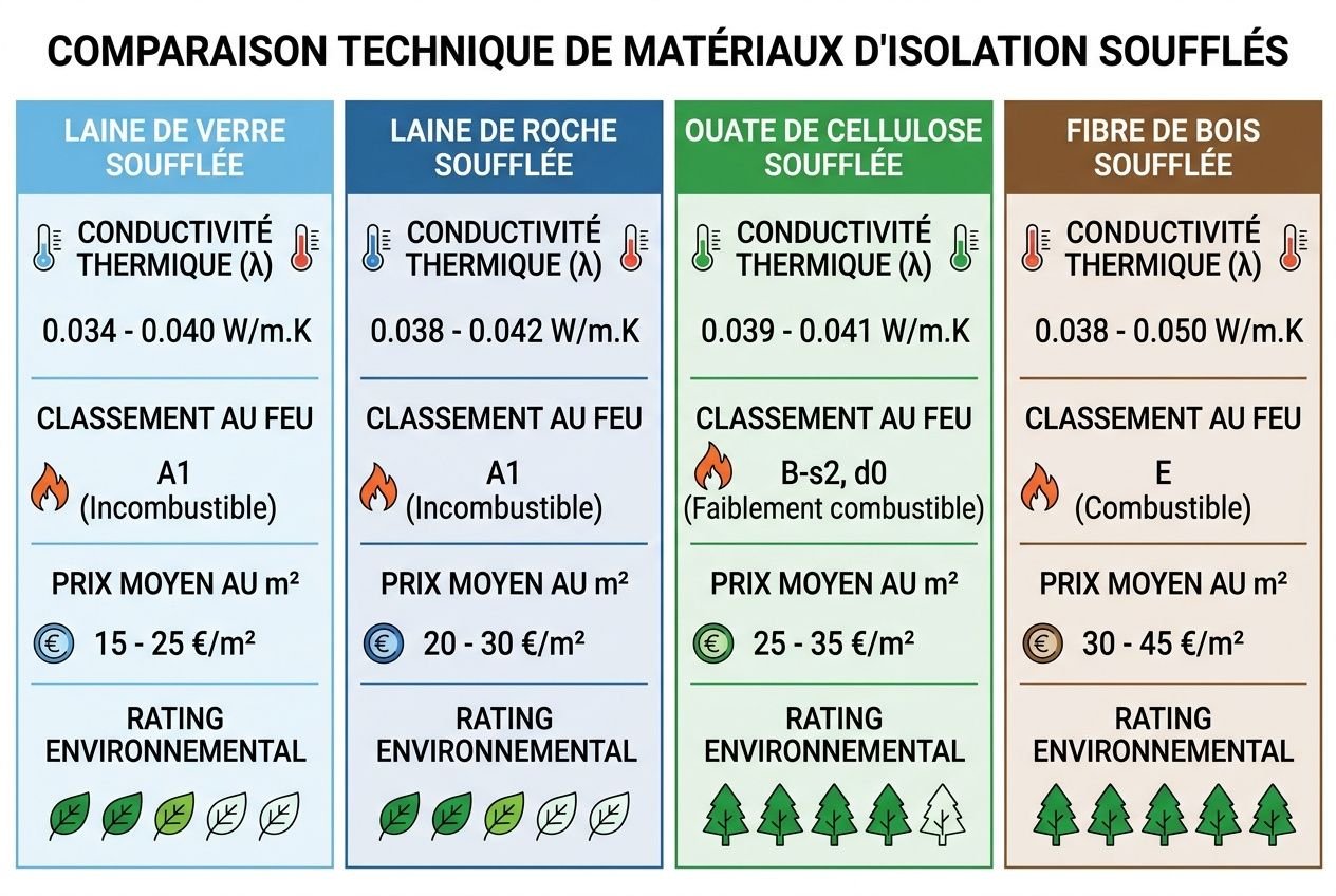 Isolation soufflée prix m2 : comparaison des coûts et performances des matériaux d’isolation soufflés pour combles.