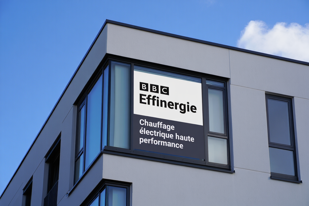 Bâtiment résidentiel français avec étiquette énergétique DPE