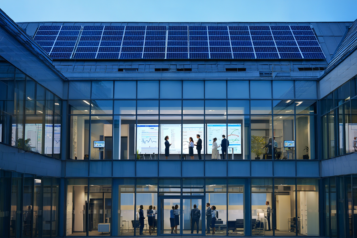 Bureau moderne équipé de systèmes de management énergétique ISO 50001