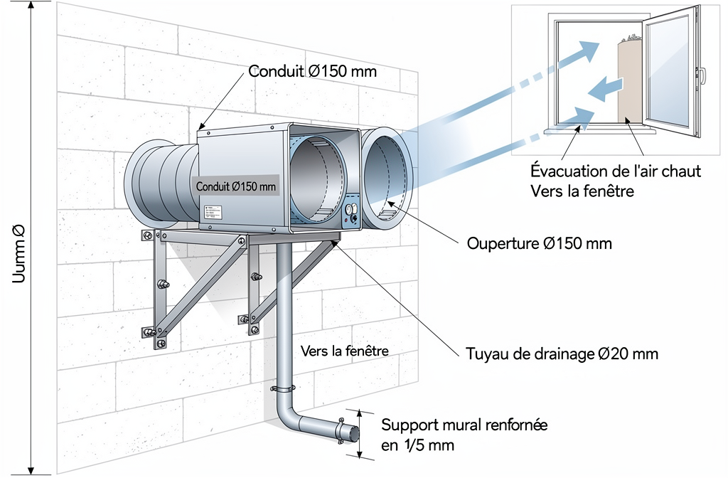 Installation technique climatiseur monobloc