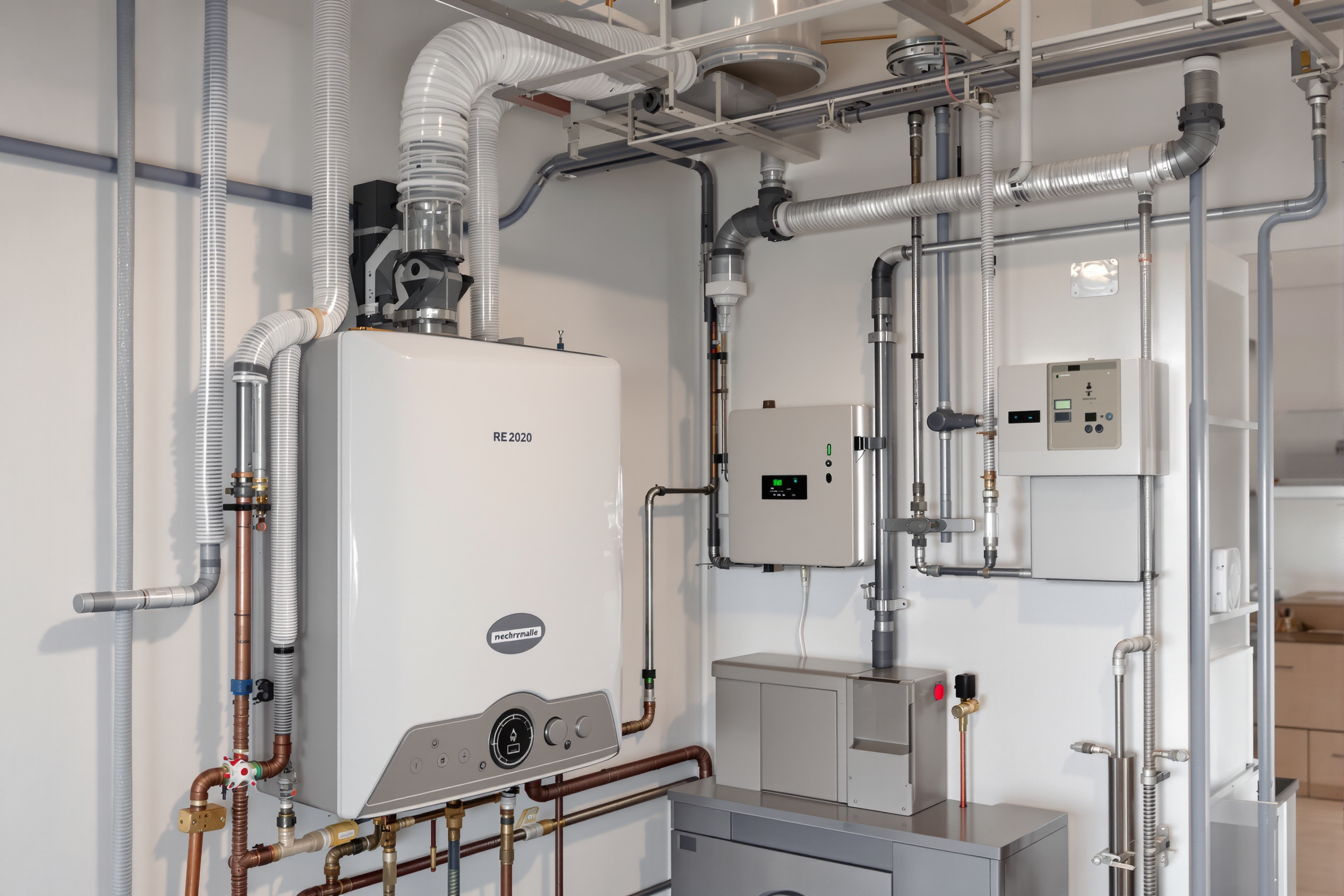 Chauffe-eau thermodynamique installé dans un local technique moderne