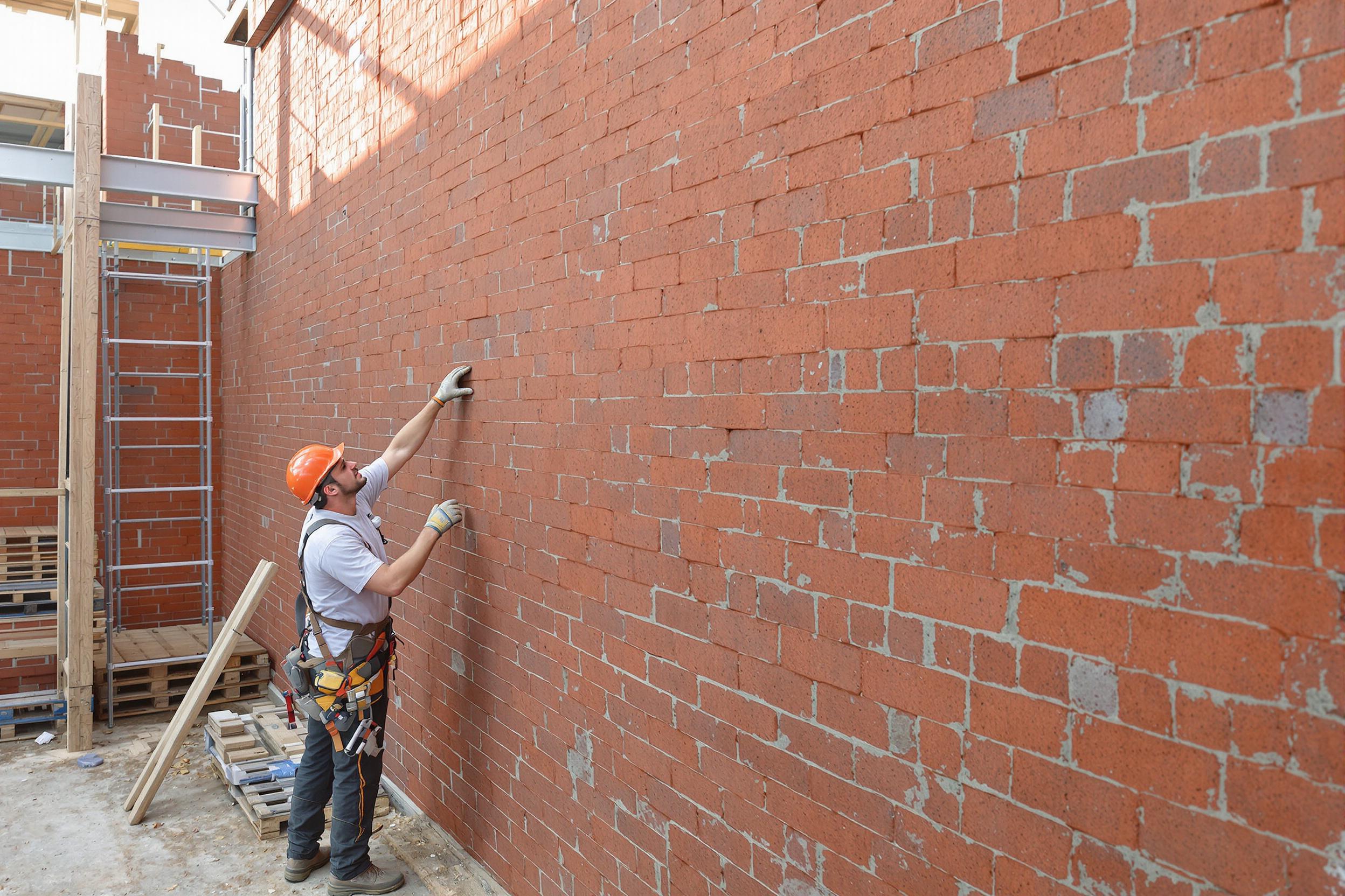 Chantier de construction utilisant des briques creuses en terre cuite