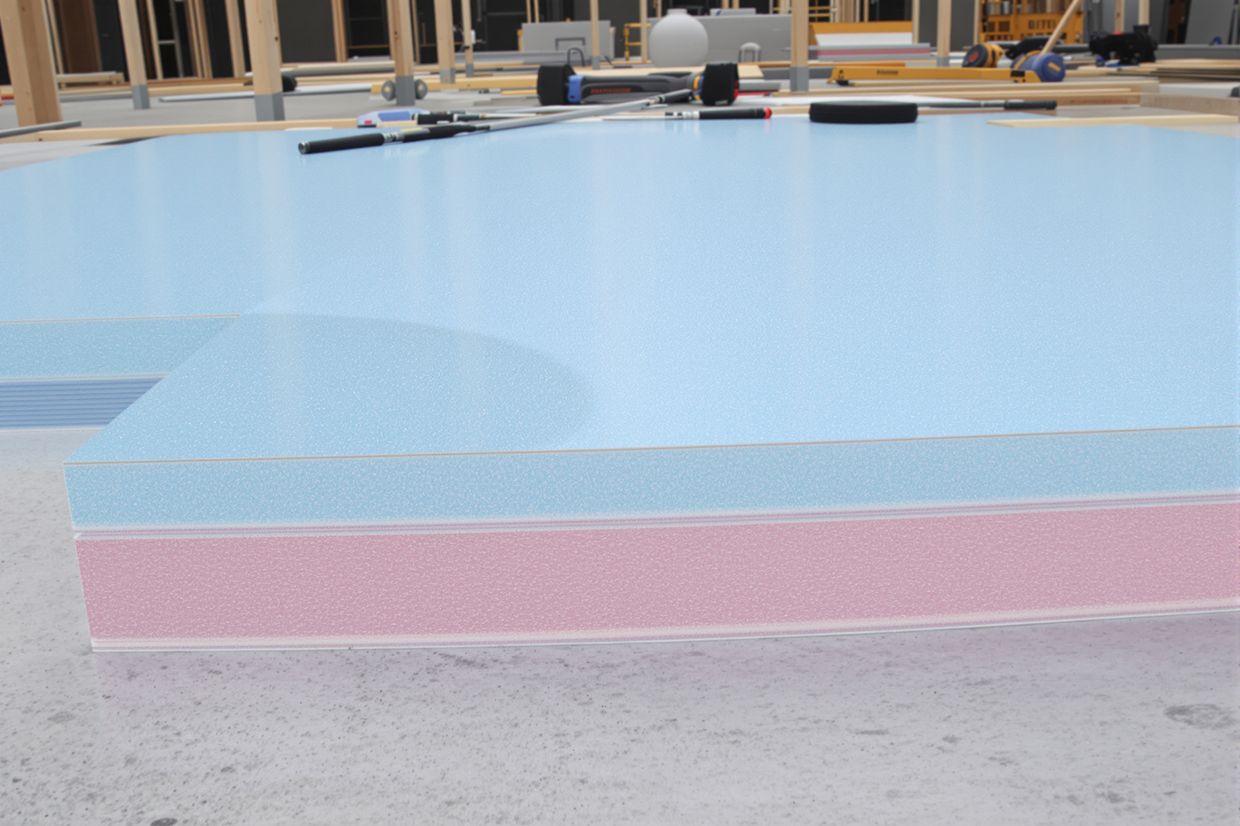 Panneaux de polystyrène extrudé sur chantier