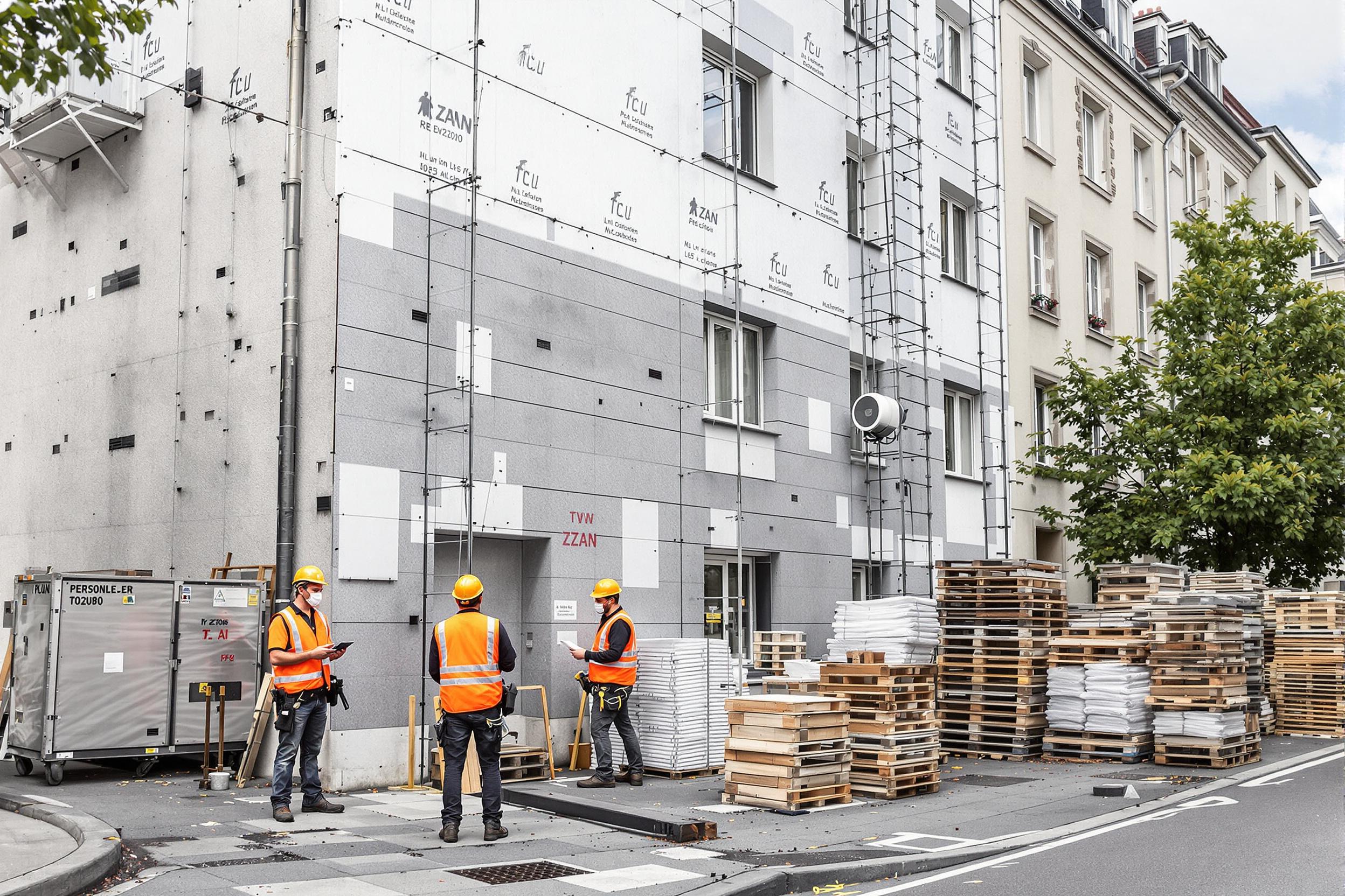 Chantier urbain de rénovation et isolation en France