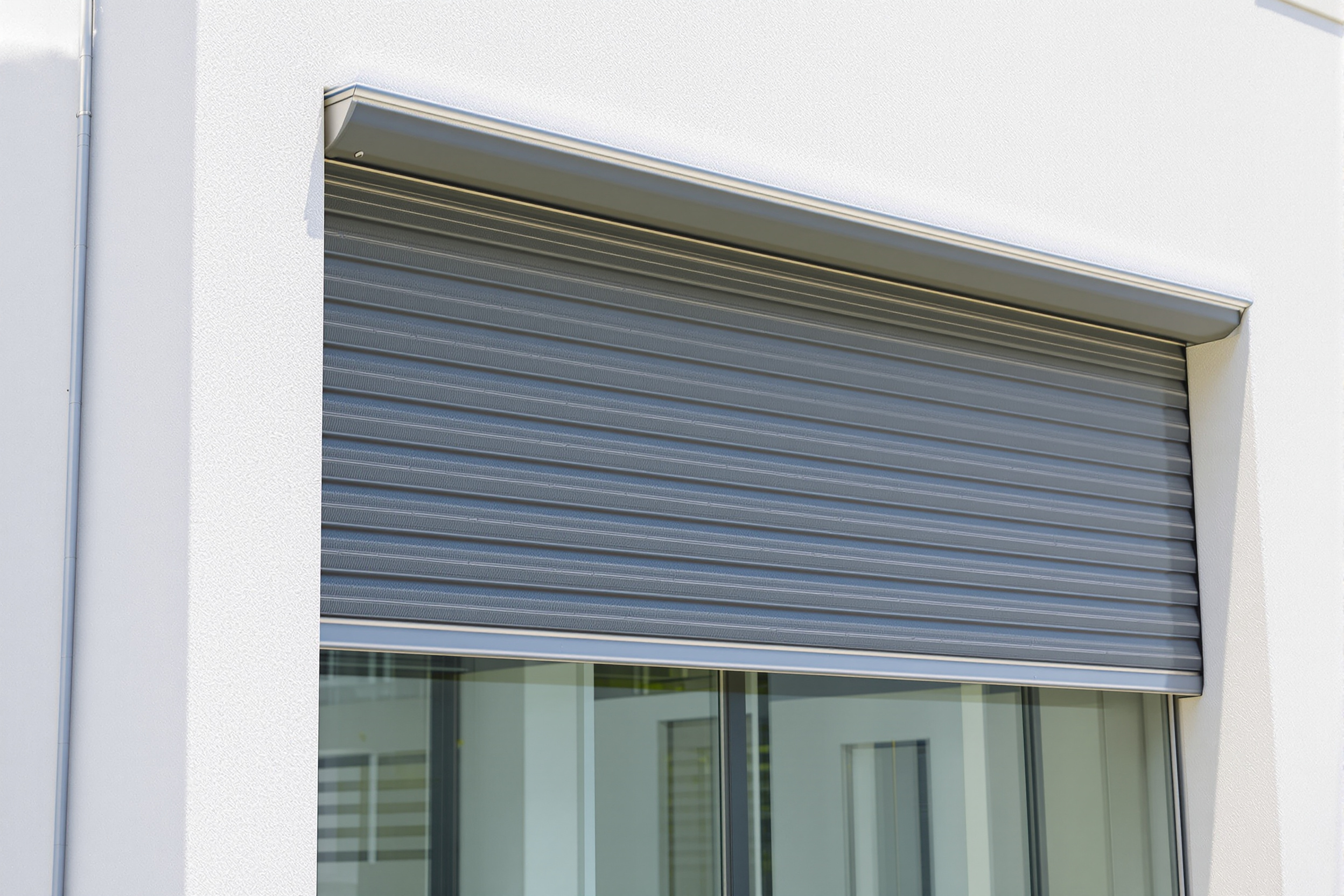 Volet roulant solaire avec panneau photovoltaïque intégré sur une façade moderne