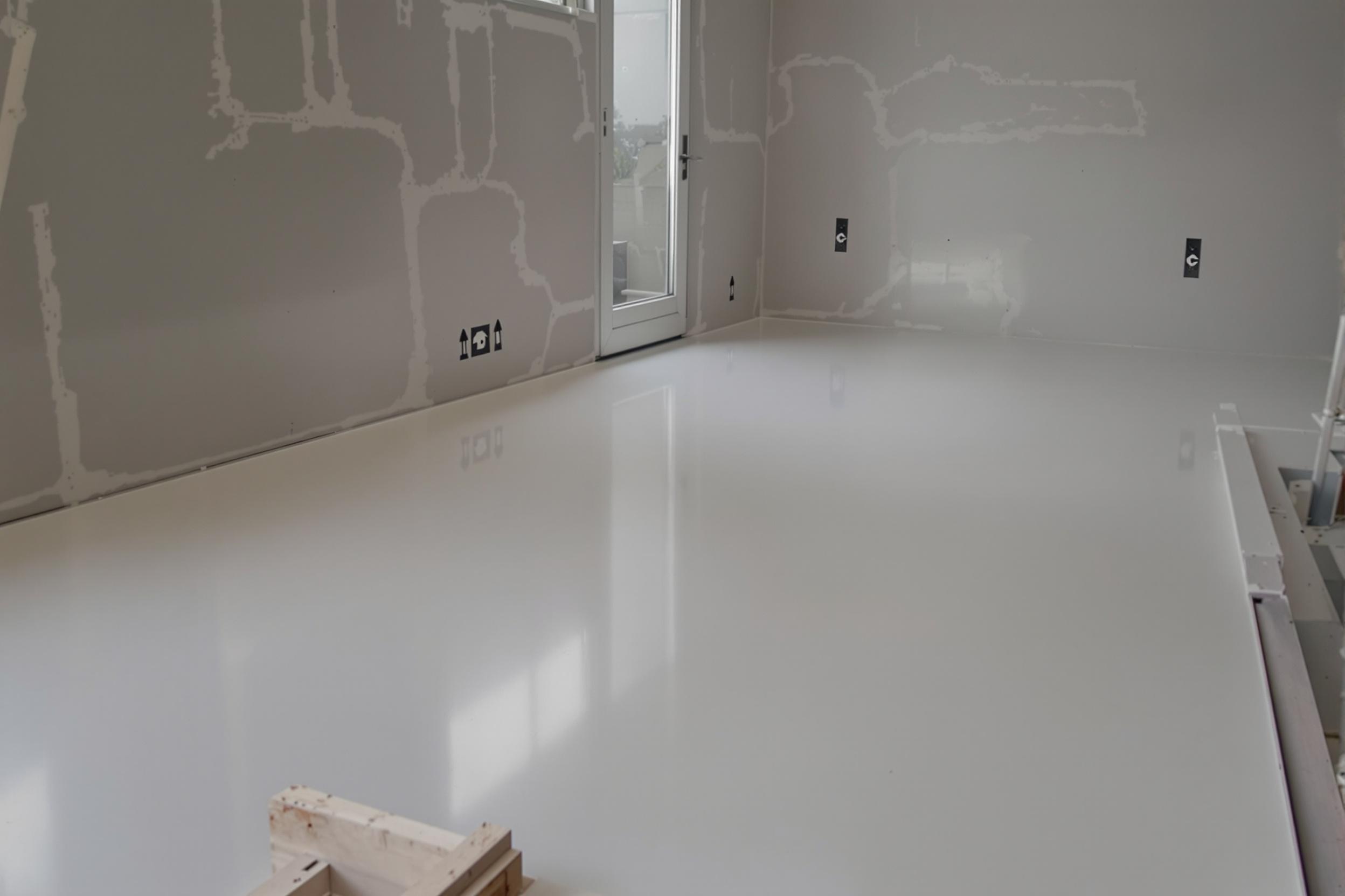 Pose professionnelle des panneaux TMS 100 mm lors de la construction d'une maison avec plancher chauffant hydraulique