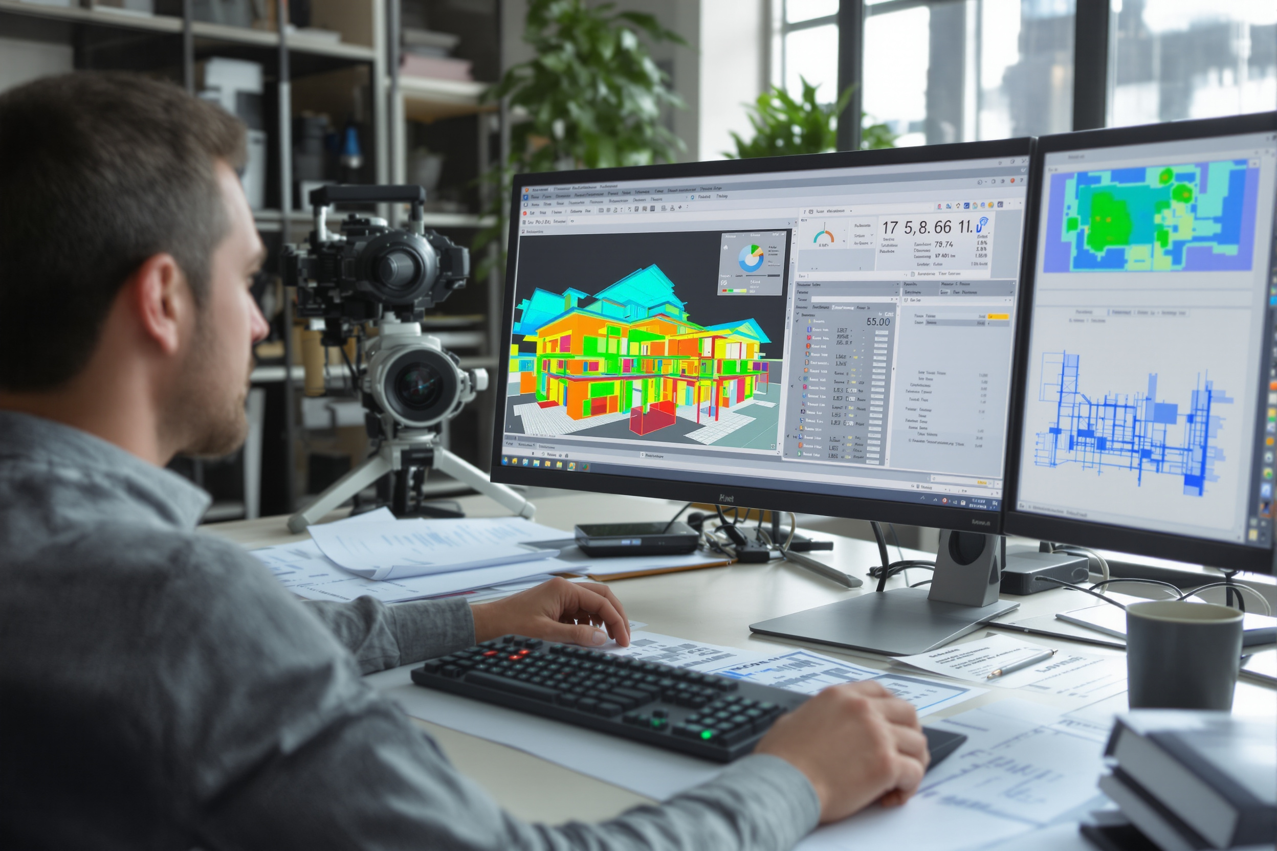 Bureau d'étude thermique travaillant sur une étude RE2020