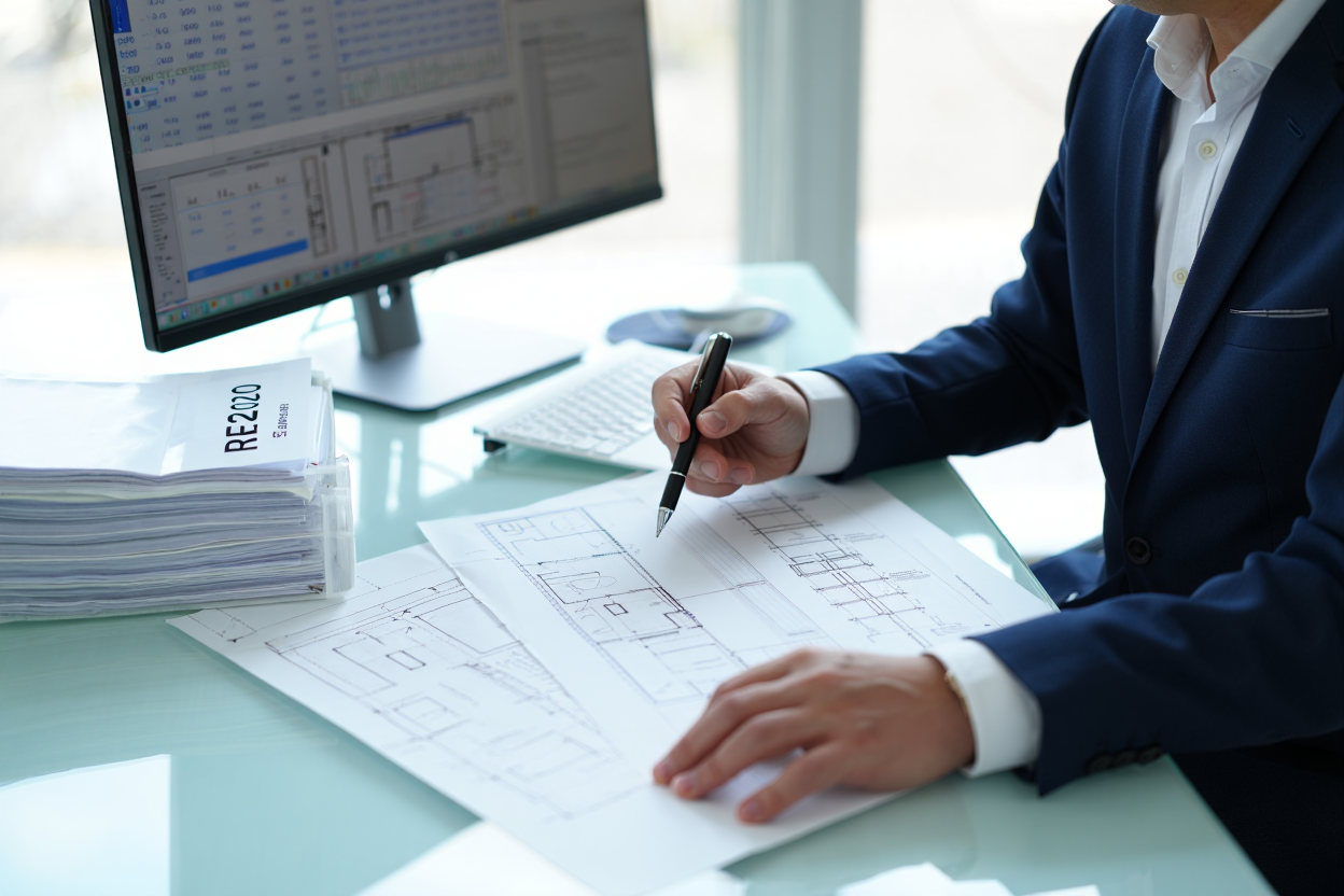 Architecte préparant une attestation RE2020